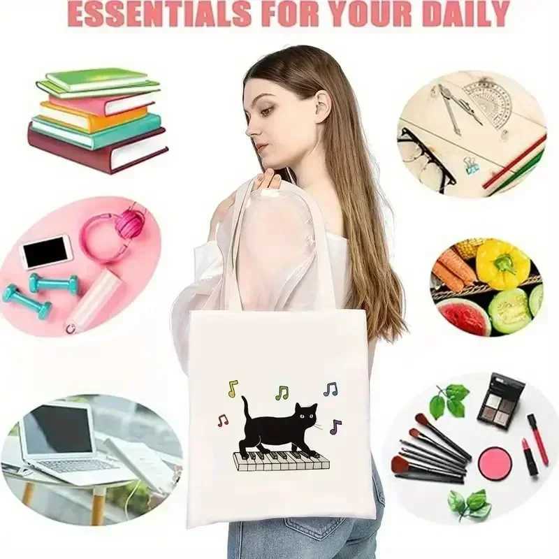 Korean s Cute Print Women Harajuku Bag Large-capacity Canvas Vintage Cartoon Sweet College Shoulder Bags Shopping Handbags
