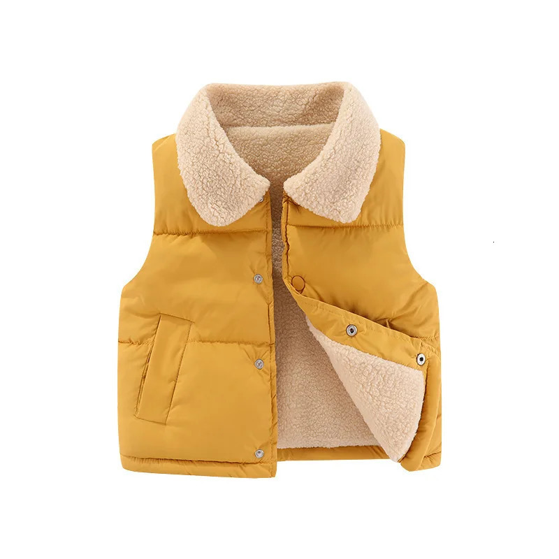 1pcs Girls Boys Down Vest Children Plush Vest Winter Baby Thickened Vests Boys Coat Girls Sleeveless Jacket Kids Waistcoat 250704