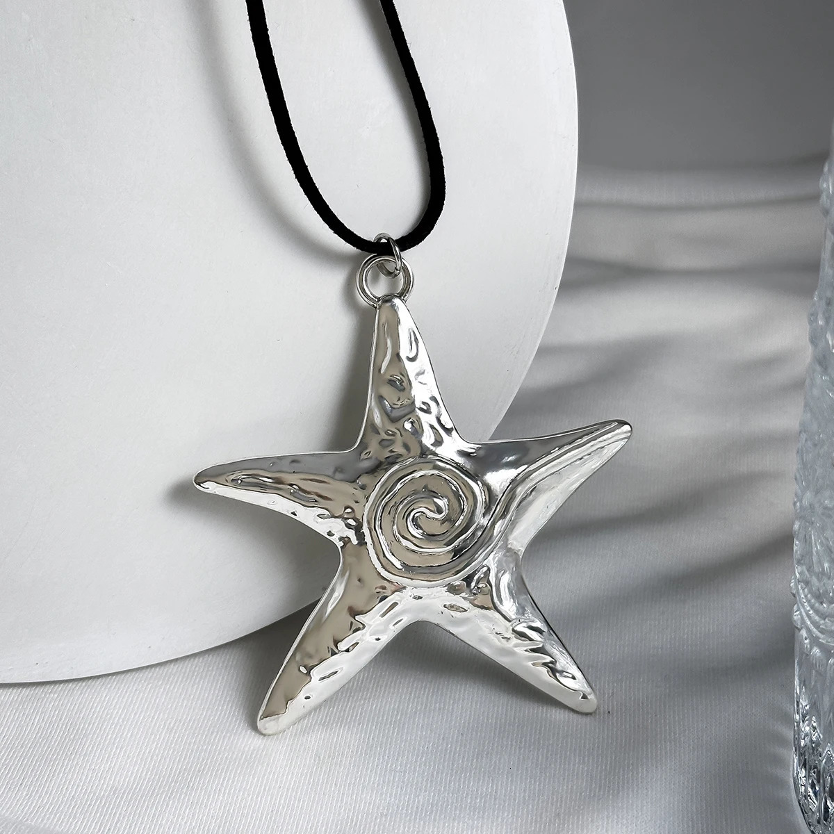 Punk Long Flannelette Rope With Big Stars Pendants Necklace for Women Exaggerated Large Starfish Necklaces 2023 Fashion Jewelry 250704