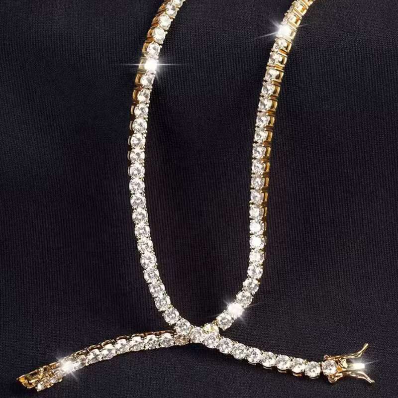 Wholesale 2mm 3mm 4mm 5mm 6.5mm Hip Hop Jewelry 925 Sterling Silver Tennis Chain Iced Out Moissanite Tennis Chain Necklace