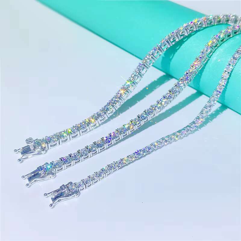 Custom 3mm 100% Pass Diamond Tester Vvs Moissanite Tennis Chain Bracelet Necklace