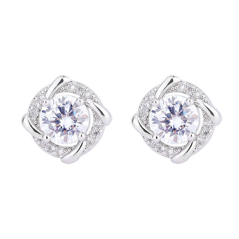 Jewelry Three-Piece Set S Sier Needle Imitation White Green Dia Earrings Ring Pendant Necklace D63