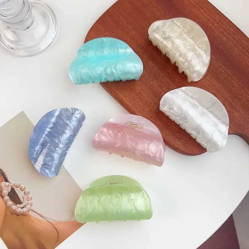Korean Acrylic Hair Clip for Women Marble Texture Hair Claws Clips Trendy Girl Hairpin Korean Hair Accessories Y250707
