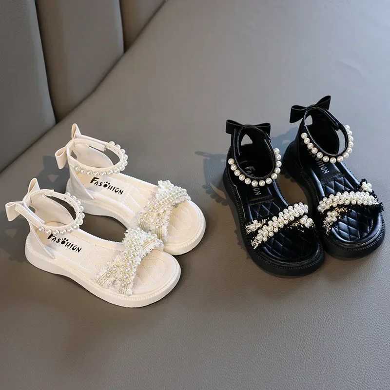 Childrens Sandals Summer Girls Princess Causal Bowtie Roman Sandals Fashion Sweet Kid Party Non-slip Open-toe Sandals Hook Loop R250707