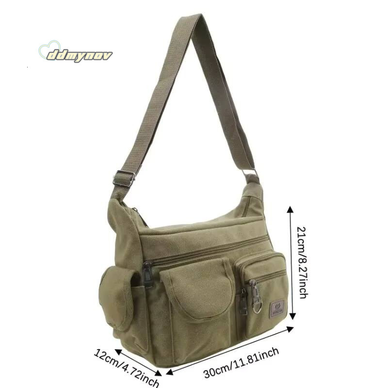 Heren Casual Sling Bag Messenger Crossbody Schouder Unisex Reizen Outdoor Vintage Tassen ddmynov