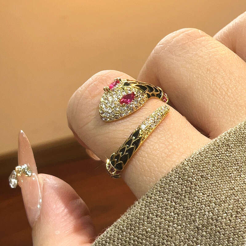 Huayoumei Jewelry Accessories Snake Style Light Luxury Fashion Women's Zircon Ring High-End Feel A09