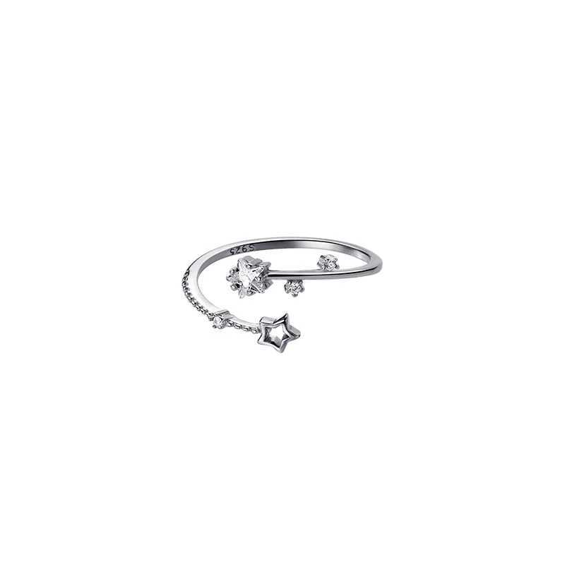 925 Sterling Silver Star Ring Shining Charm Geometric Shape Womens Ring Birthday Party Gift Exquisite Jewelry XJ250707