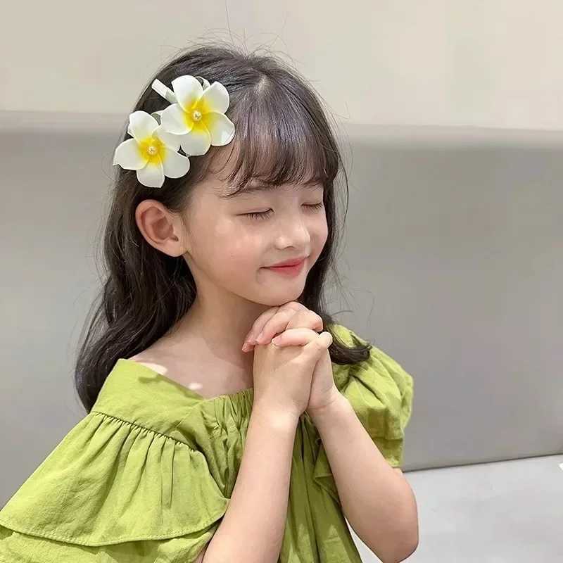 Fashion Women Plumeria Flower Hair Clips Girls Aesthetic Hairpins Egg Flower Barrette Party Bag Hair Accessories Y250707