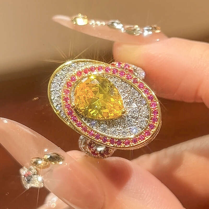 Huayoumei Jewelry New Ring Accessories Colorful Gemstone Red Corundum High-End Light Luxury Women's Items 6Db