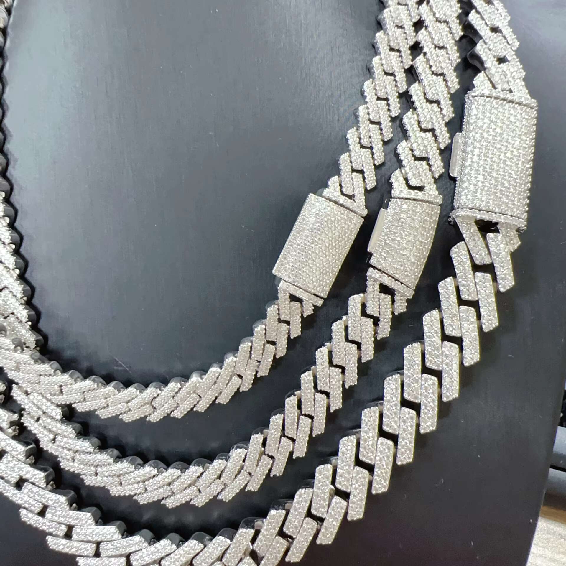 Hot Selling 925 Sterling Silver Hip Hop Moissanite Diamond Cuban Link Chain 10mm 12mm 15mm Iced Out Necklaces