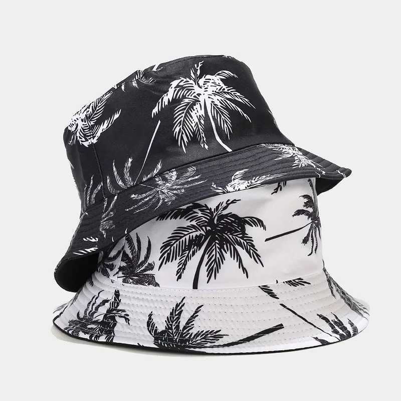 Spring/Summer Sun-Protect Hat Bob Mens Fashion Coco Print Bucket Hat Unisex Fisherman Hat Womens Leisure Basin Cap Y250707