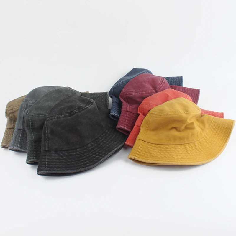Washed Denim Bucket Hat Kids Wide Brim Cotton Fisherman Hat Girls Boys Summer Panama Sun Hat Outdoor Beach Fishing Cap Y250707