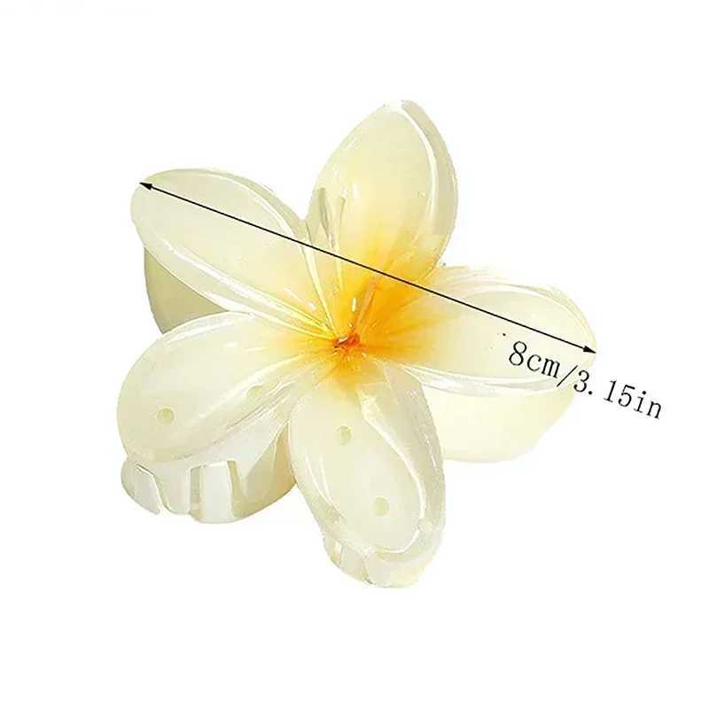 Hawaiian Flower Crab Hair Clips for Women Plumeria Barrettes Large Hair Claw for Thin/Thick Beach Hair Accessories for Girls 8cm Y250707