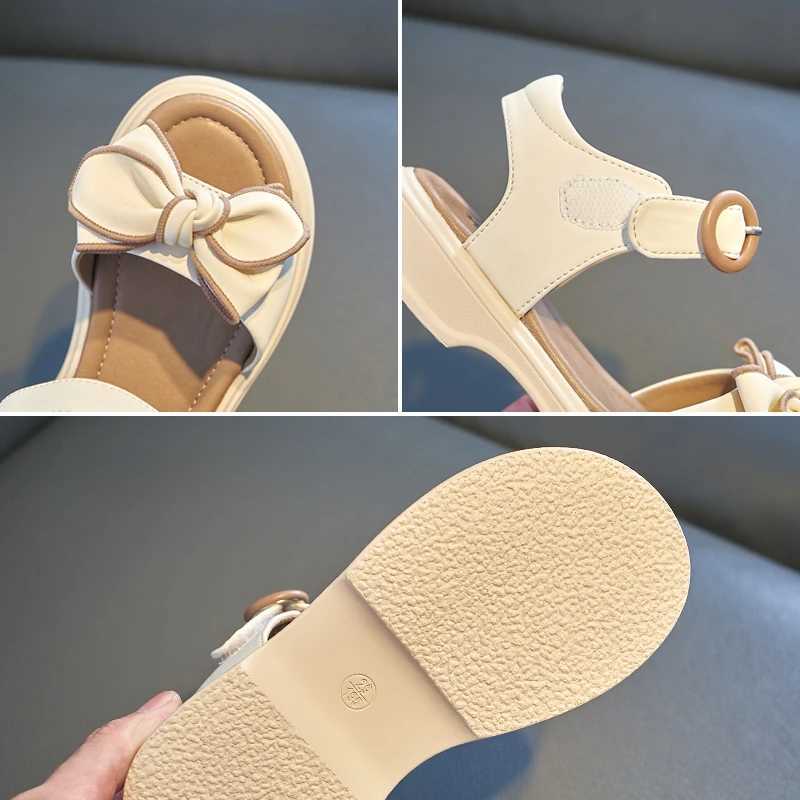 Girls Bowtie Sandals Sweet Princess Classic Simple Summer 2024 New Children Sandals for Girls Outdoor Beach Shoes Cute Bow-knot R250707