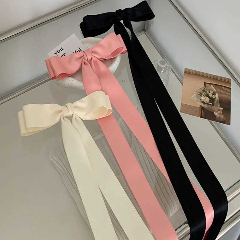 Extra large bow hair clip girl ballet style ribbon spring clamp headdress streamer edge hair clip Z250707