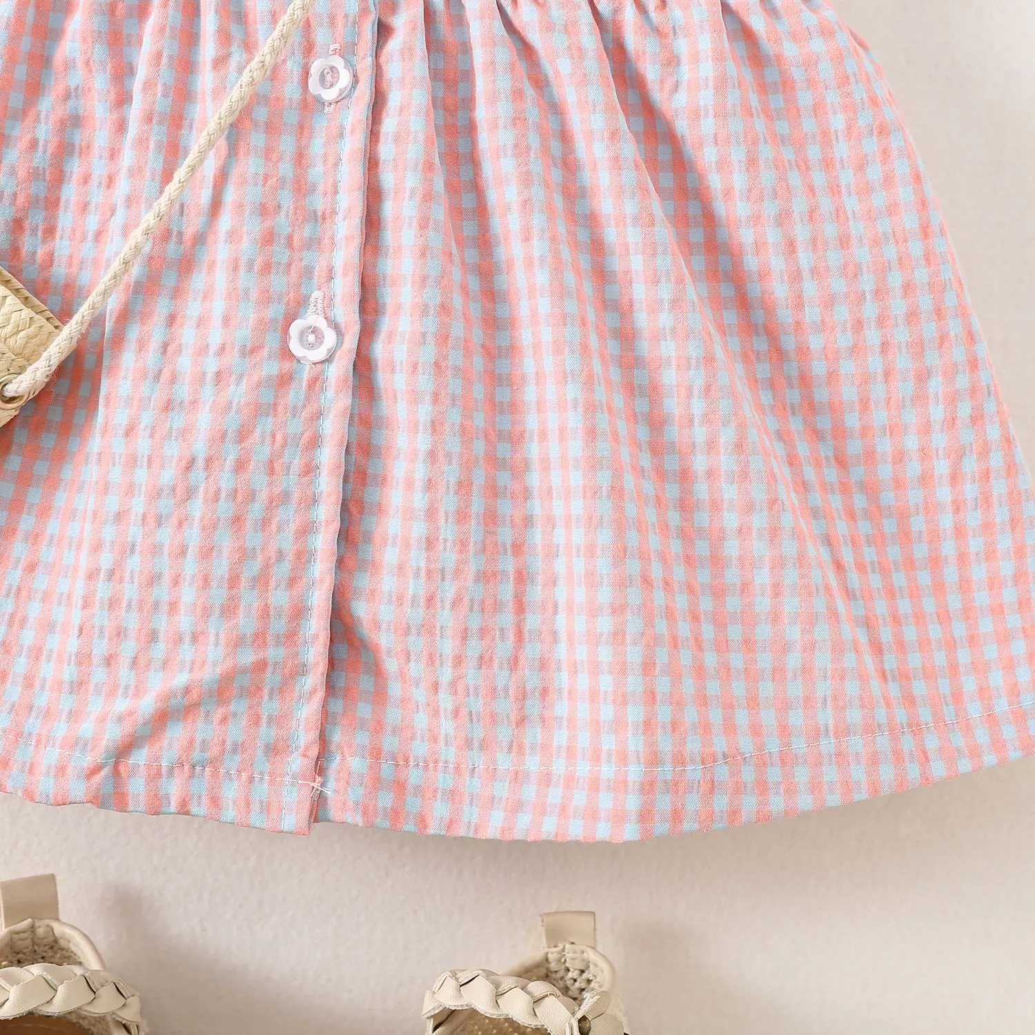 Baby Girl Dress Summer Cotton Plaid Sleeveless Girl Dress Cute Lapel Girl Dress BabyClothing R250707