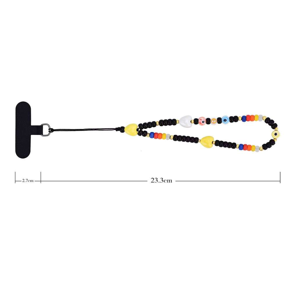 New Natural Stone Bohemian Trend Cut Black Strap Healing Crystal Simple Phone Pendant Chain