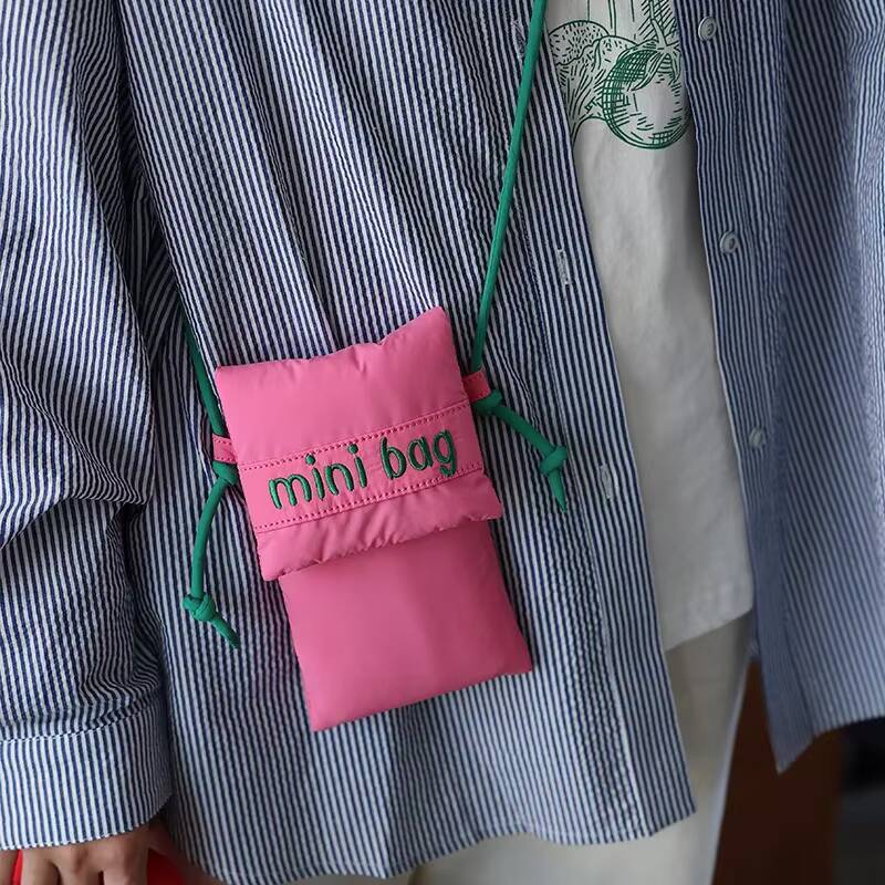 New Fashion Cute Phone Simple Green Rose Red Shoulder Crossbody Girls Fabric Small Storage Bag Purse Card Holder ddmynov