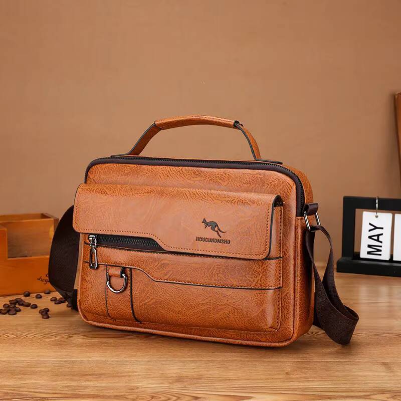 Luxury Kangaroo Brand Messenger Bags Leather Casual Crossbody For Men Brown Black Business Shoulder Bag Male Handbag ddmynov