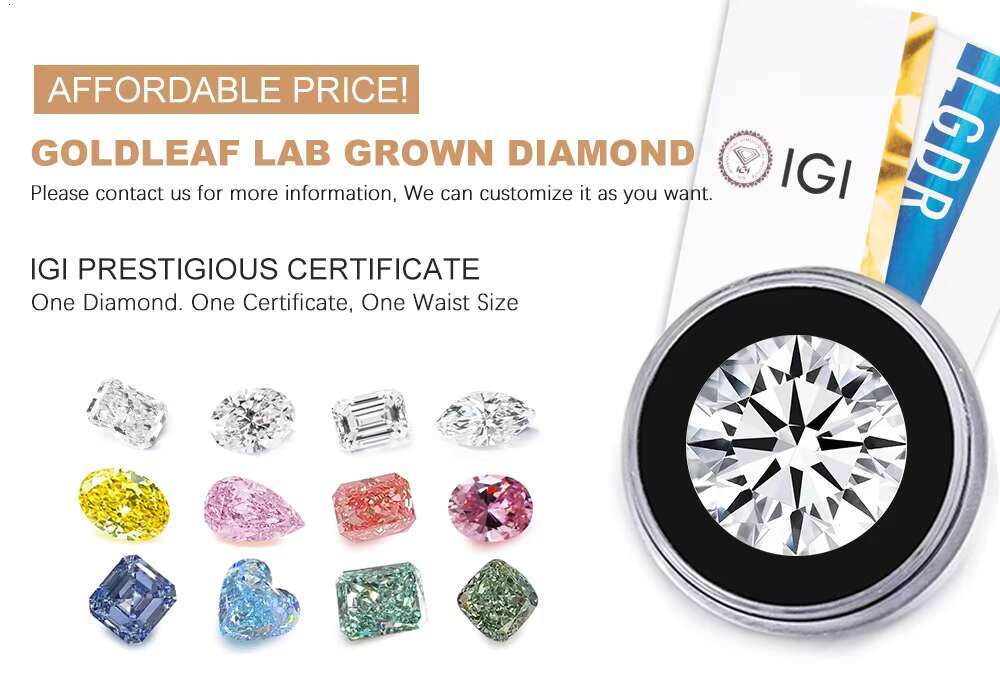 Goldleaf GIA Certified Loose Lab Diamonds 1CT 2CT 3CT Brilliant Cut VVS VS Synthetic HPHT CVD Lab Grown Diamond
