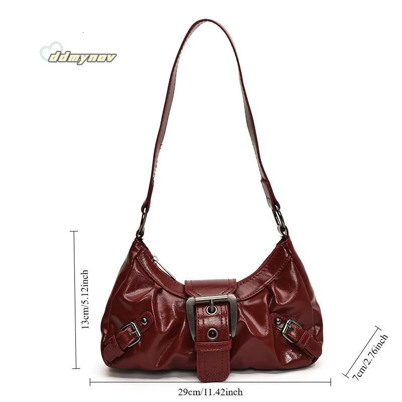 2025 Spring Hot Selling Maillard Retro Small Spicy Girl Y2K Wasteland Style Vintage Leather Shoulder Armpit Bag ddmynov