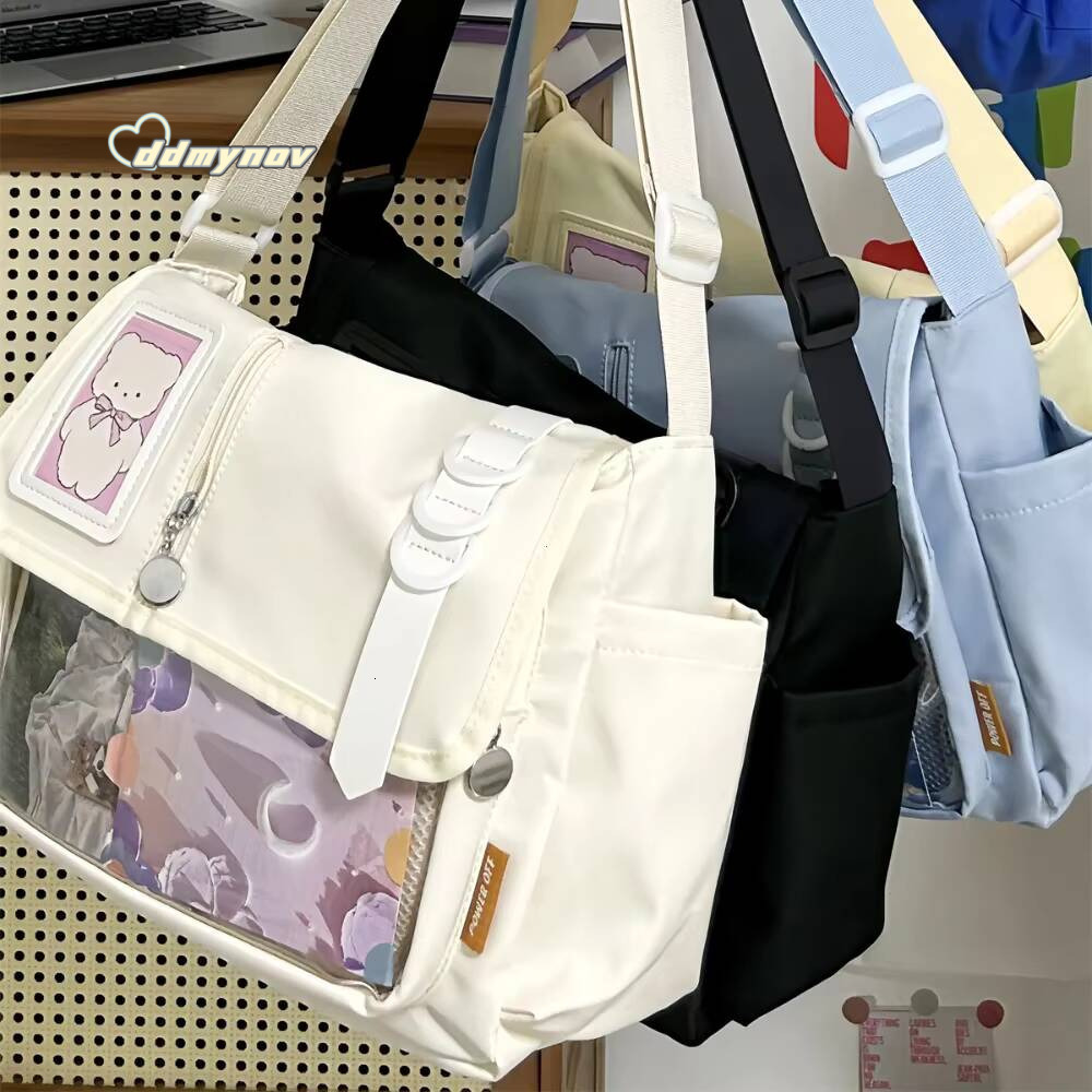 Y2K Japanese Harajuku School Bags for Teenage Girls New 2024 Transparent Itabag Crossbody DIY Badges Display Plate Ita Bag ddmynov
