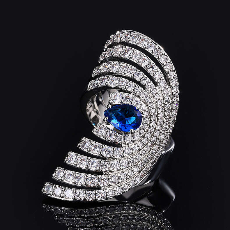 Hua Youmei Jewelry Exaggerated Crystal Open Demon Eye Luxurious Evening Party Index Finger Ring B72