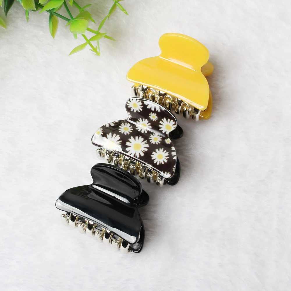 3pack Hair Clip Daisy Acrylic Plastic Small Hair Claw For Women Girls Fashion Gold Crab For Hair Tins Clamps Hair Accessories Z250707