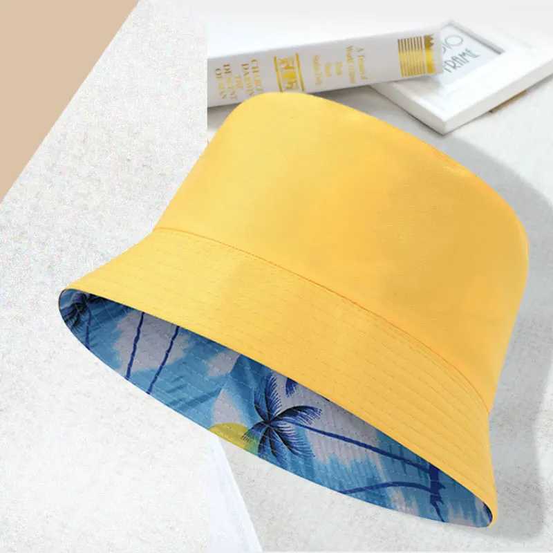 Custom Text Solid Reversible Bucket Hats Men Women Outdoor Fisherman Caps Beach Fishing Hat Unisex Panama Hat Y250707