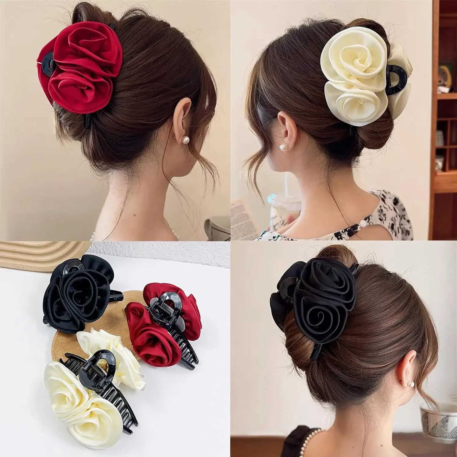 Rose Flower Claws Clips for Women Floral Hair Clip Flower Claw Clips Non Slip Strong Hold for Thick Hair Girls Hair Accessories Z250707