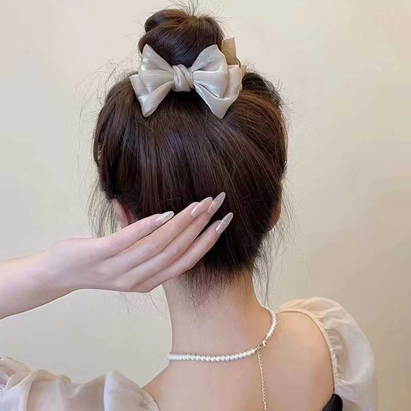 New Elegant Bow Mesh Hair Clip for Women Korean Temperament Grip Clip Ponytail Braid Clip Fashion Girls Hair Accessories Z250707