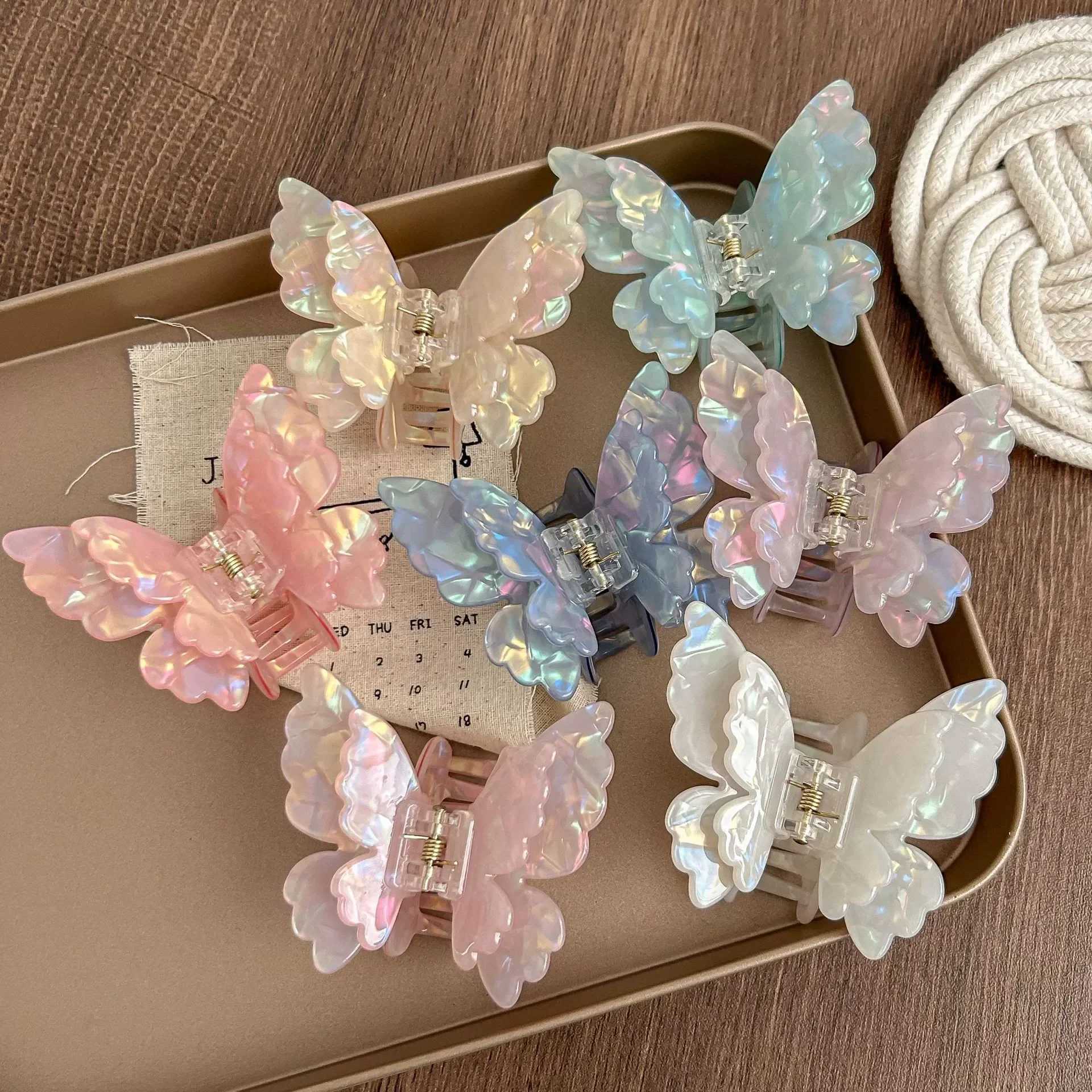 Fairy Butterfly Hair Claw Acetate Crab Hair Clip Women Sweet Princess Shark Clip Hairpin for Girls and Women Hair Accessories Y250707