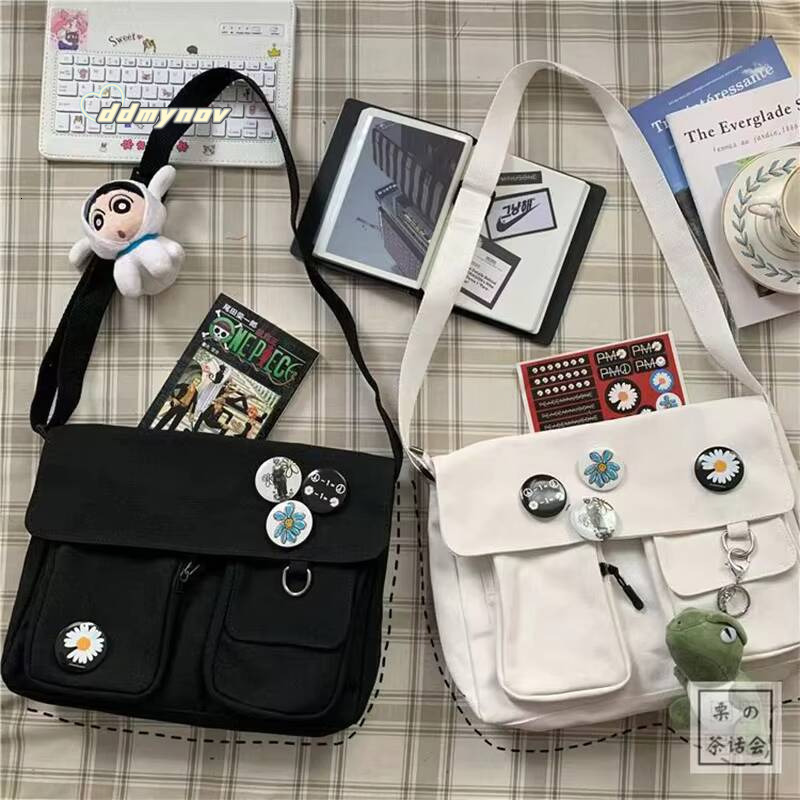 Japanese Harajuku Cute Retro Girl Messenger Shoulder Bag Canvas Student School Female Anime double messenger bag ddmynov