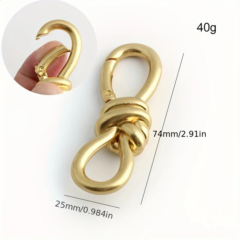 2PCS 74mm Womens Tote Bag Metal Twist Spring Ring Lobster Clasp Shoulder Bag Shoes Clothes Knot Decoration Keychain 250630