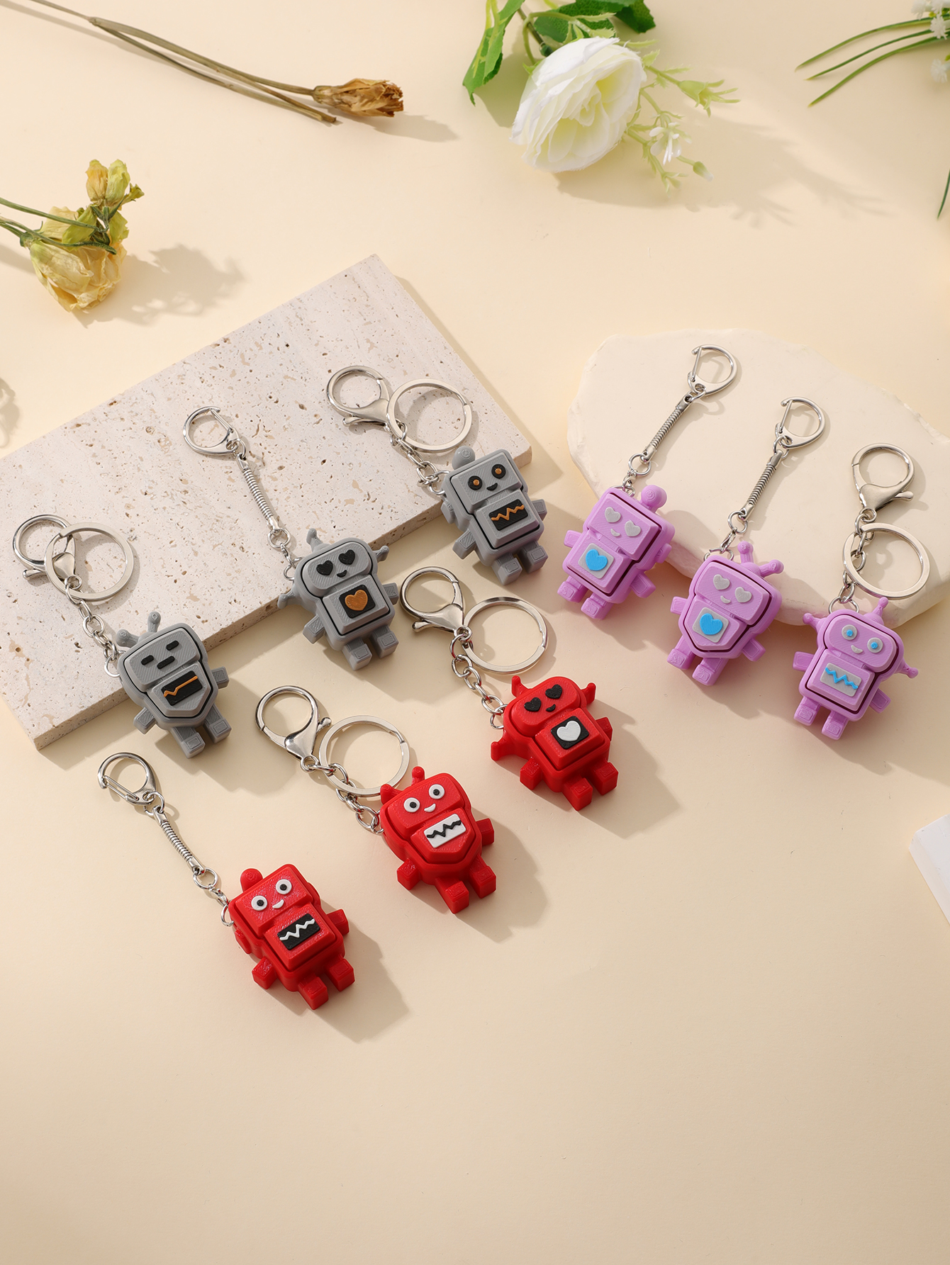Keychain Robot imprimé en 3D - Un jouet de soulagement du stress adulte avec un gadget portable de réduction de l'anxiété avec une conception de