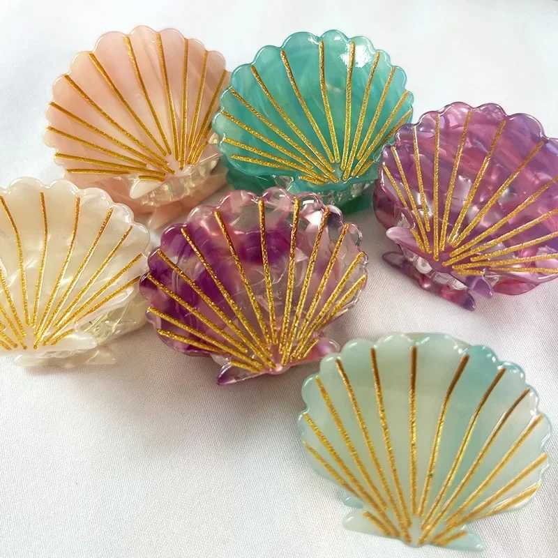 New Small Seashells Hair Claw French Style Minimal Line Design Seaside Acrylic Hair Claw Clips Hair Accessories for Women Girls Y250707