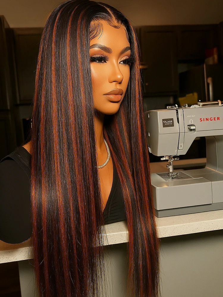 1B/30 Highlight Omber Brown Colored Wigs Human Hair 30 40 Inch High Density 13x4 Bone Straight Hd Lace Front Wig Human Hair On Sale Synthetic For Wome
