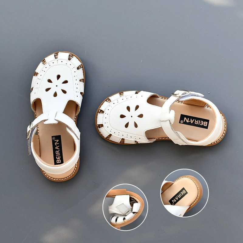 Genuine Leather Girls Fashion Sandals Close Toes Quick Dry Baby Boys Casual Sandals Summer Hollow Petals Kids Beach Shoes R250707
