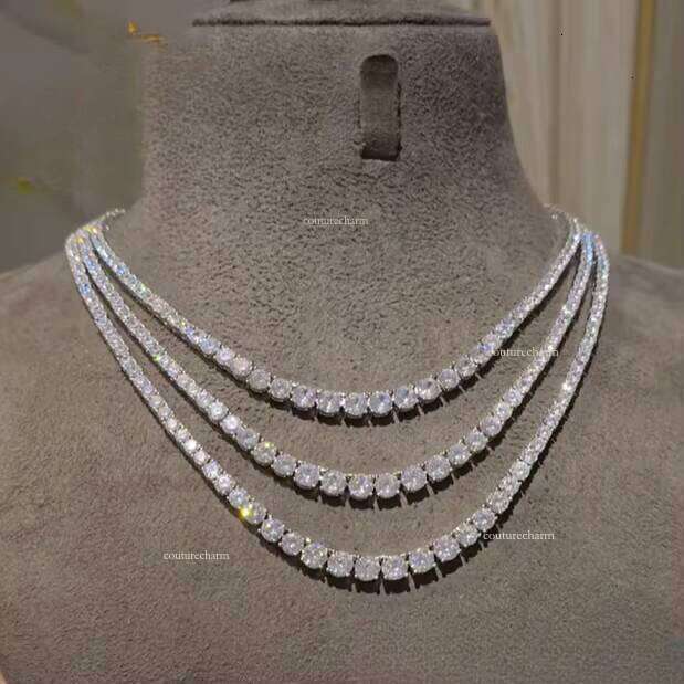 New Arrival 3mm Sier Necklace Iced Out Jewelry Moissanite Dia Tennis Chain GRA Certified