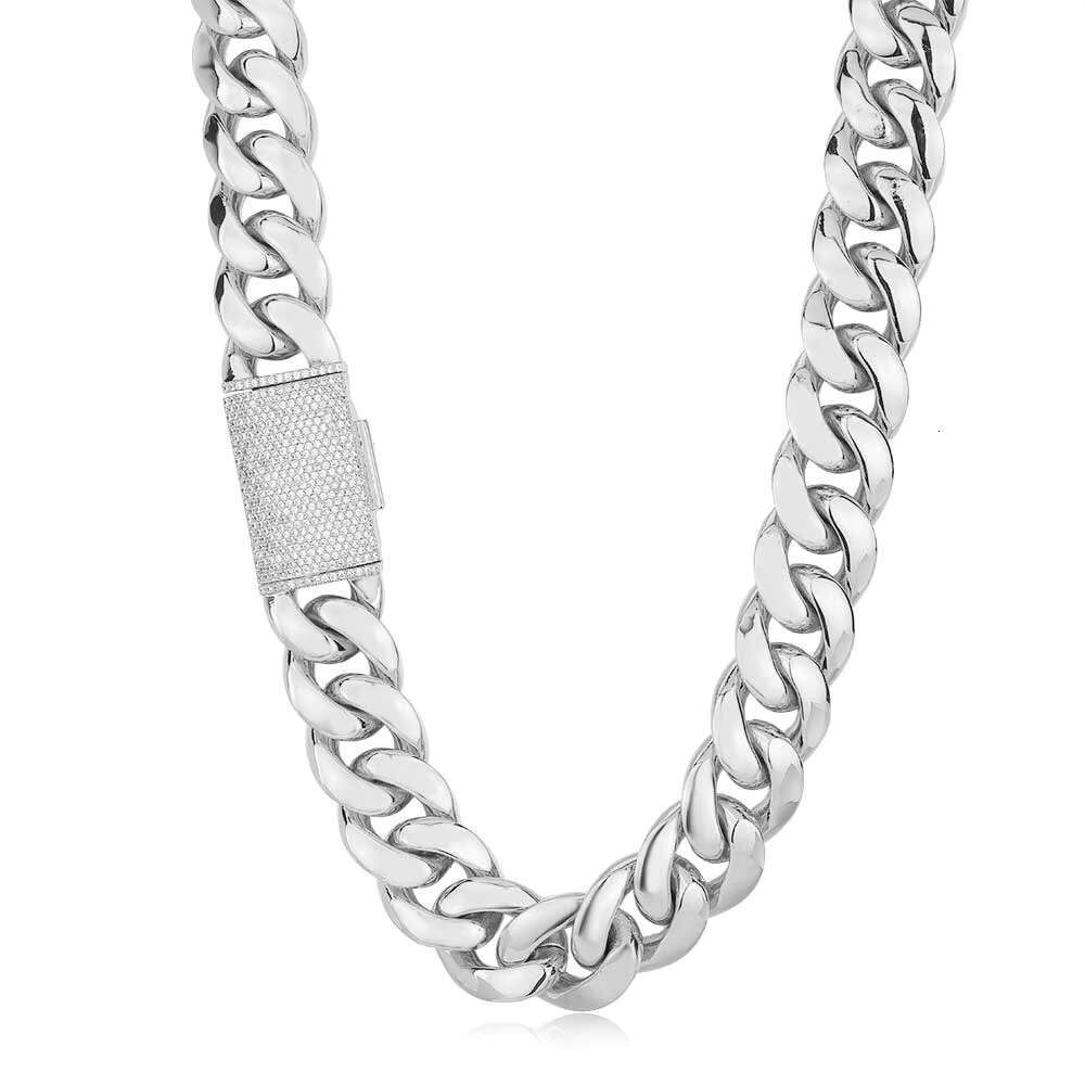 Unisex Hip Hop Jewelry 18K Gold Plated Brass Cuban Link Chain with Diamond Clasp Heavy Miami Cuban Chain Necklace for Gifts