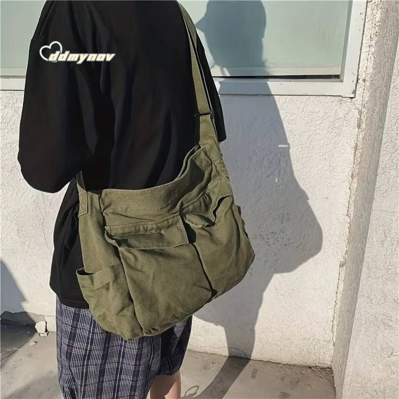 Workwear Canvas Shoulder Large Capacity Retro New Student Class Messenger Bag ddmynov