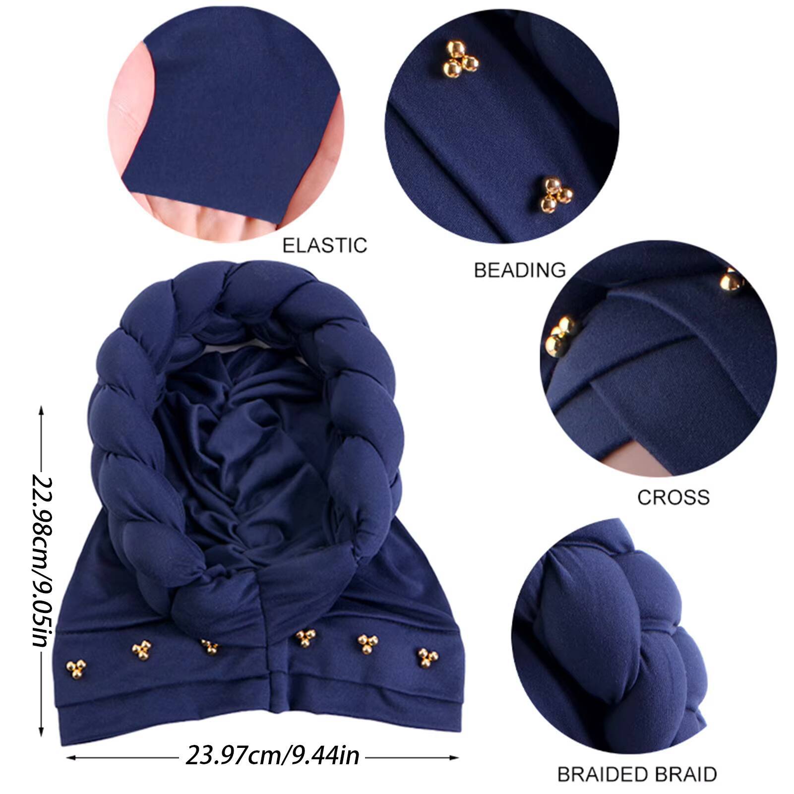 African American headscarf Solid Color Head Pre-Tied Beanie Cap Soft Twisted Wrap Headwear Turbans For Women Girls ddmythur
