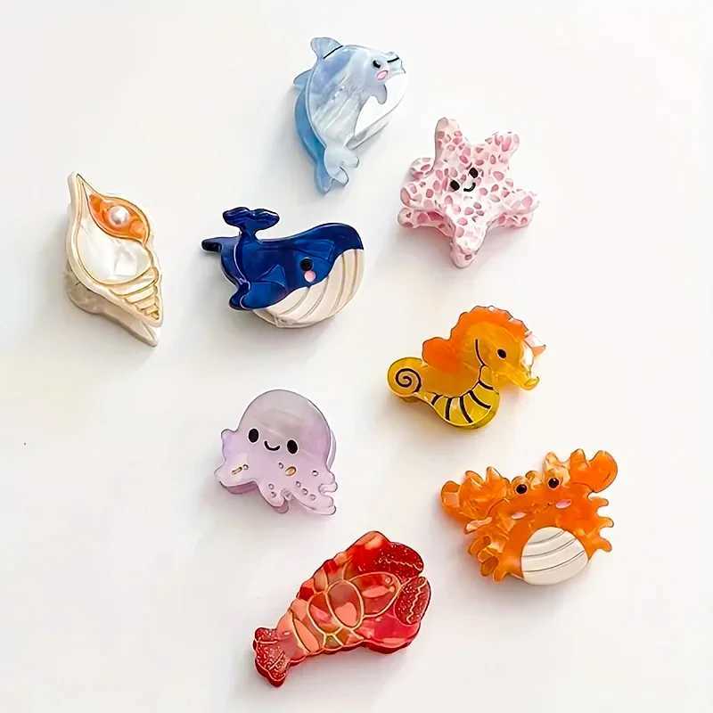 Acetate Ocean Animal Hair Clips for Women Non-Slip Summer Beach Accessories Crab Starfish Whale Multi-Pack Gifts Z250707
