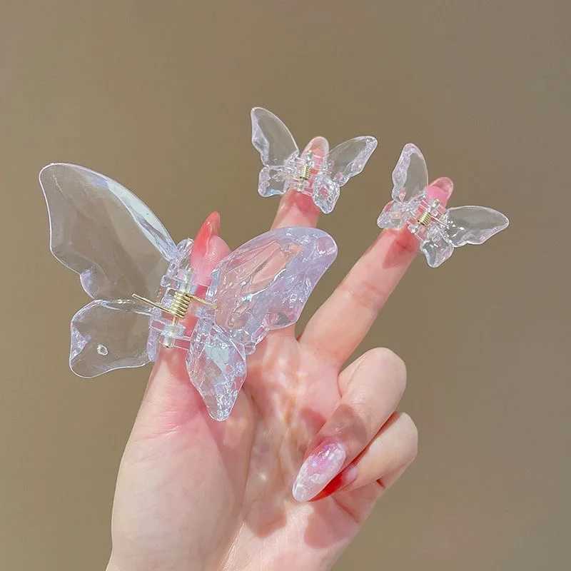 3Pcs/set Sweet Transparent Butterfly Hair Claw Clip Hairpin Barrette for Women and Girls Temperament Headwear Party Accessories Y250707