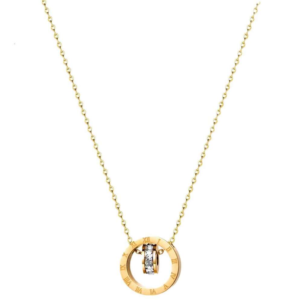 DHcollections New Roman Double Ring Pendant Collarbone Chain Women's Fashion Slim Waist Necklace