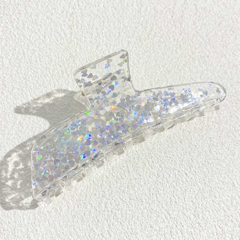 Oversize Colorful Sequin Shark Hair Claw Clip For Women Elegant Transparent Geometric Headwear Hairpin Hair Accessories Gift Z250707