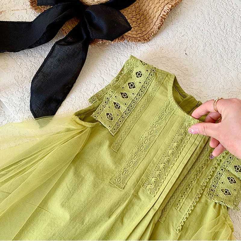 2025 New Summer Princess Girls Dress Sleeveless Lace Mesh Dress For 2-8 Years Old Kids Children Birthday Present Clothes R250707