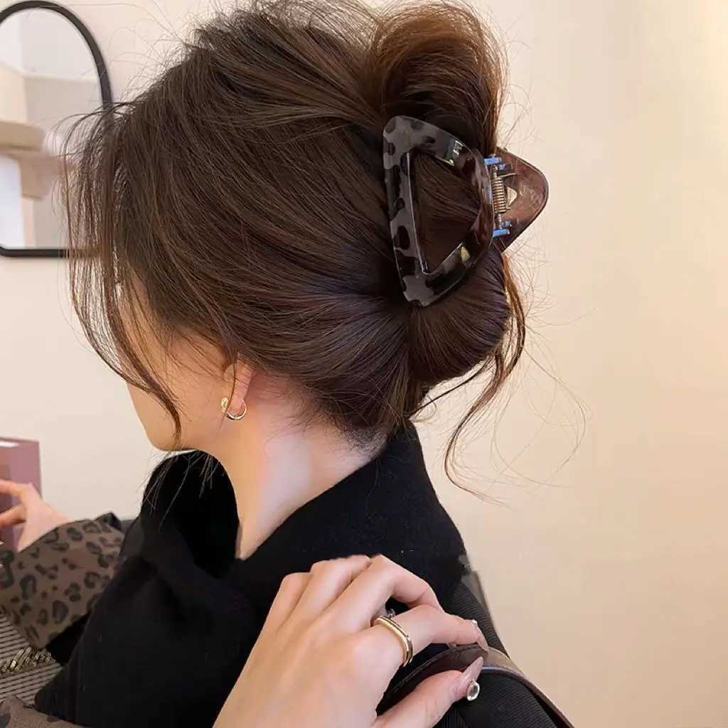 Geometry Triangle Large Hair Claw Clips Crab Clamps Women Girls Leopard Ponytail Holder Hair Barrettes Hairpins Hair Accessories Z250707