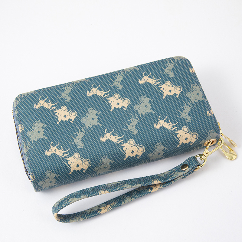 Free shipping designer Double Zipper Wallet for Women Long Style New European and American Design Large Capacity Double Layer Money Clip Printed Clutc