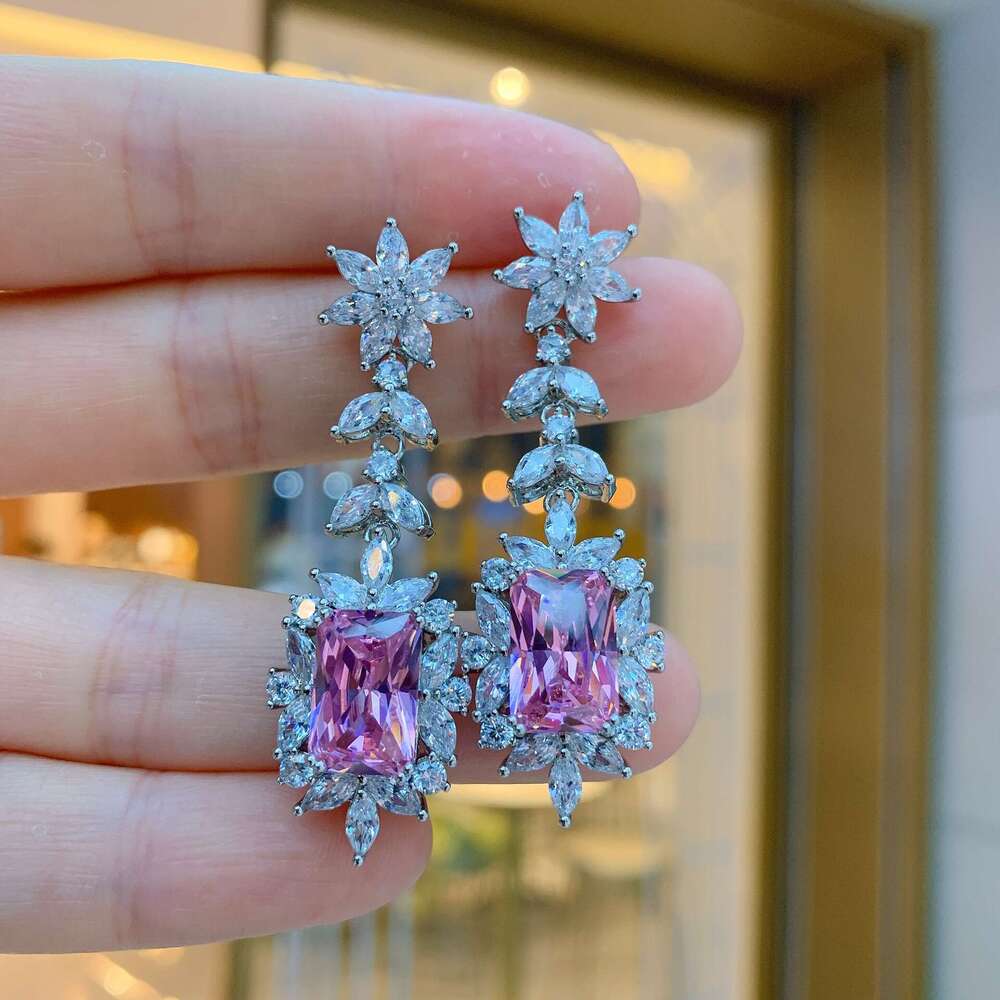 Colorful Imitation Jewelry Fashion Exaggerated Yellow Pink Dia For Women Live Streaming Earrings F2f